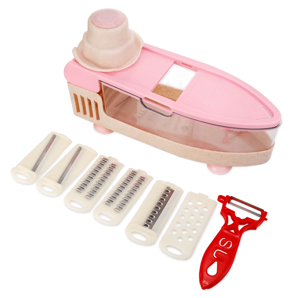 Light Pink Мандолин фруктовый резак для овощей измельчитель для продуктов лезвие из нержавеющей стали Картофелечистка терка для моркови сыра кухонный инструмент - Цвет: Light Pink