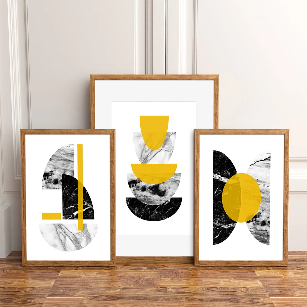 Abstract Geometry Poster Mustard Yellow Art Wall Art Canvas Painting Nordic Pictures Aesthetics Prints Living Room Home Decor