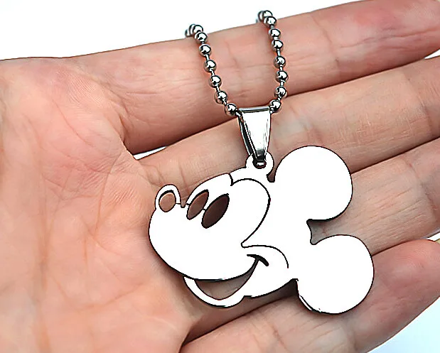 

Europe And America Hot Selling Cute Mickey Mickey Mouse Head Necklace Pendant Stainless Steel Not Allergy Men And Women Fashion