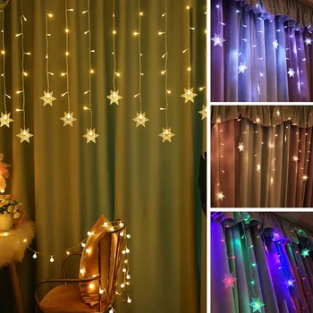 

Outdoor Xmas Snowflake LED String Lights Flashing Lights Curtain Light Waterproof Holiday Party Connectable Wave Fairy Light