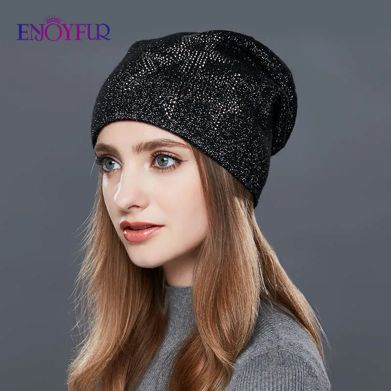 Женская мешковатая шапка ENJOYFUR, теплая плотная шерстяная вязаная шапка с дизайном Гравити Фолз, для зимы