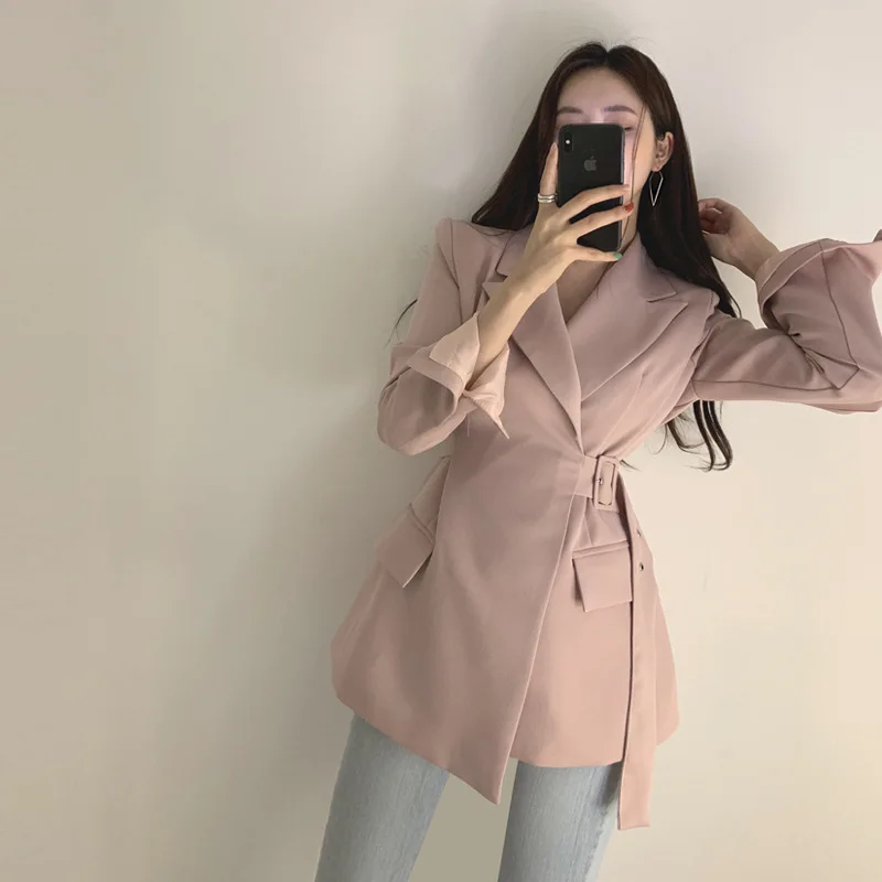 

2019 Early Autumn New Style Suit Jacket Women's GIRL'S Waist Hugging Slimming Korean-style Lace-up Versatile Coat Women's