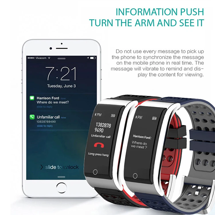 ESEED E08 ECG PPG Smart Bracelet Fitness tracker Heart Rate Monitor Blood Pressure smart band for xiao mi band 4 honor band 5