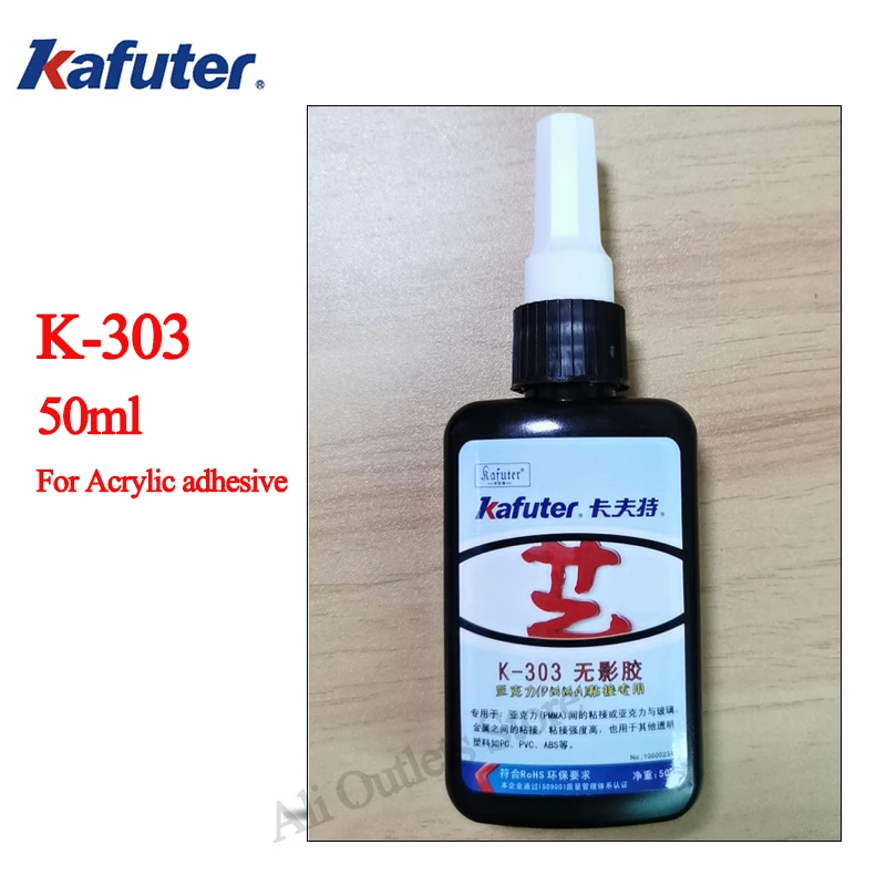 50ml Kafuter K-303 UV Kleber + 12LED UV Taschenlampe Uv-härtung Klebstoff Acryl Transparent Kunststoff Acryl Klebstoff