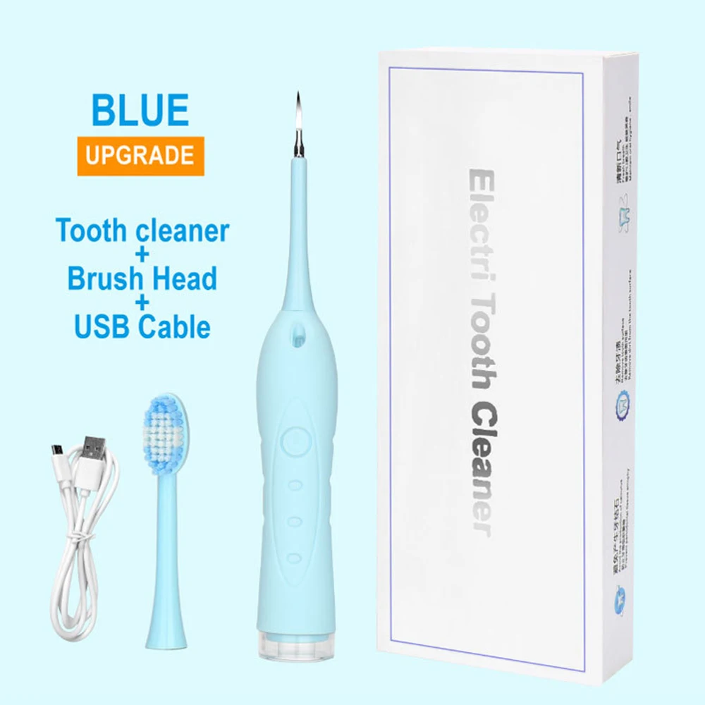 Blue 1 Bfaccia Electric Sonic Ultrasonic Dental Scaler Tooth Stains Tartar Portable USB Charging Calculus Remover Tooth Whitening Tool - Цвет: Blue 1