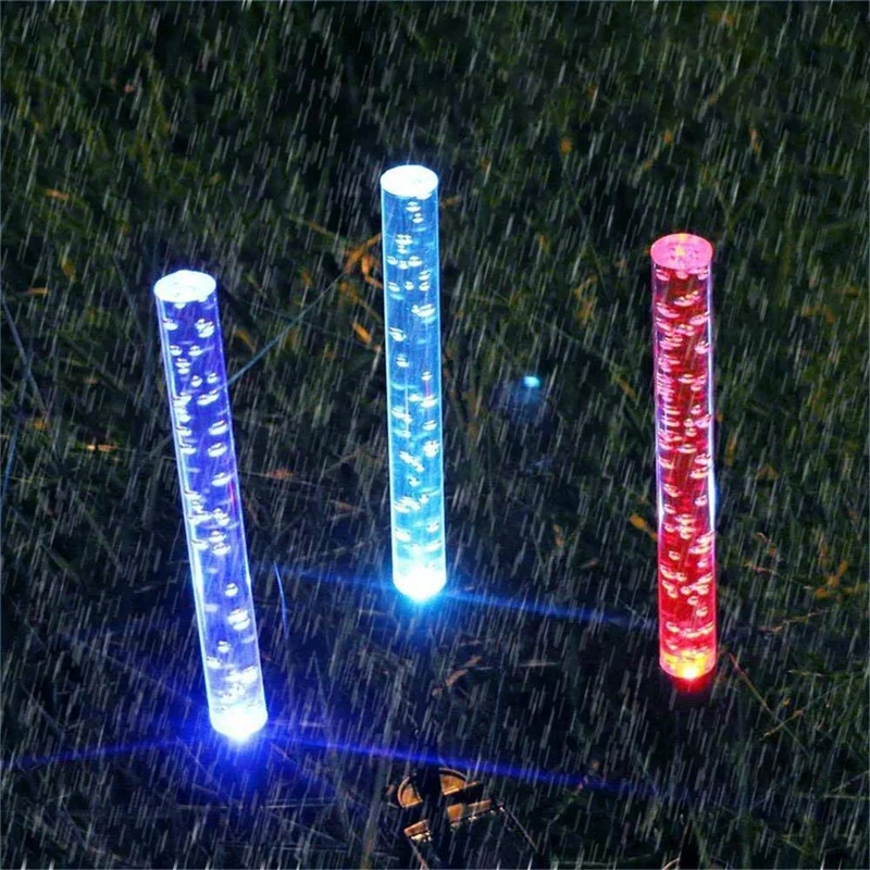 ABUI-2Pcs Garden Solar Lights Outdoor Rgb Color Changing Decorative Solar Powered Bubble Tube Stakes For Yard, Garden, Backyard