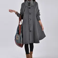 Тренч, осенне-зимнее шерстяное пальто большого размера со стоячим воротником, средней длины, свободного кроя, в Корейском стиле, Лидер продаж