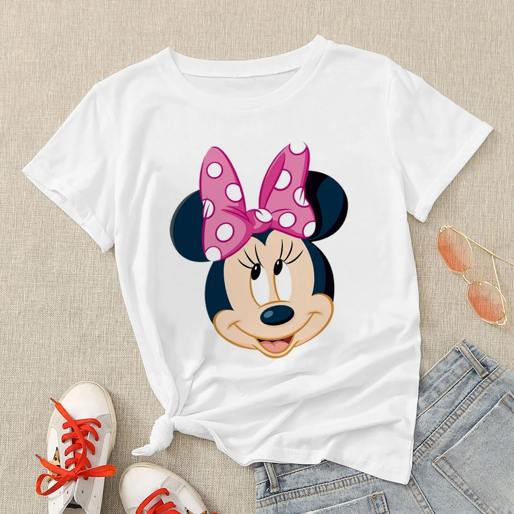 Plus Size 3XL Women T Shirts Fashion Minnie Mouse Print Short Sleeve Summer T-Shirt Female Tops Woman Casual Tshirt long sleeve t shirts Tees