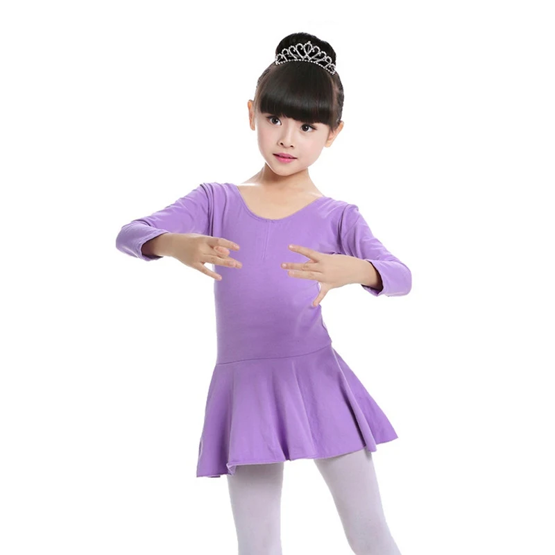 Liva/балетное платье с длинными рукавами для девочек; 5 цветов; танцевальная одежда принцессы для гимнастики; костюмы; От 3 до 14 лет - Цвет: Q