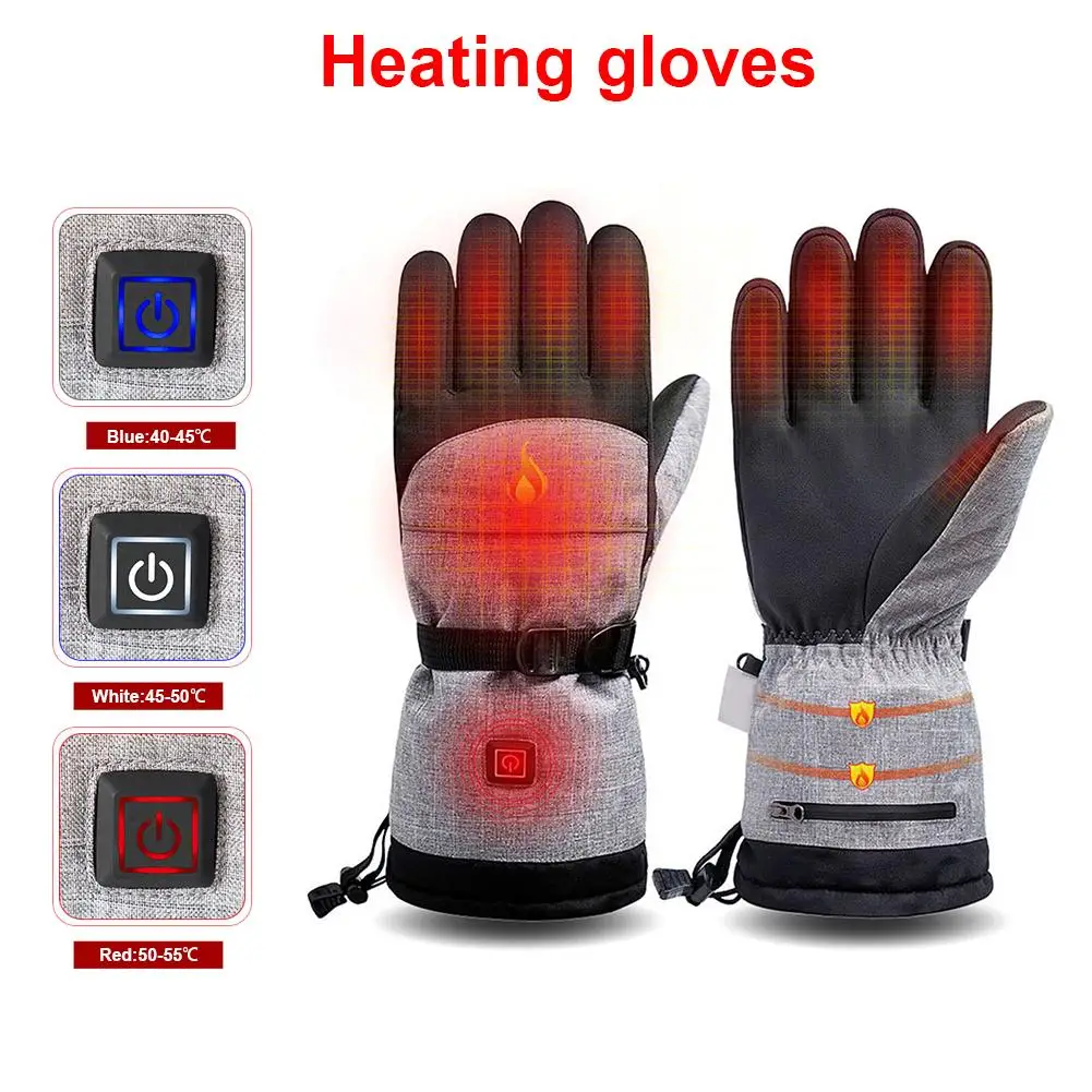 

Smart Heated Gloves 3 Heating Levels Waterproof Warm Keeping Rechargeable Electric Winter Gloves For Skiing Cycling Running