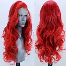 Bombshell огненная красная объемная волна синтетические 13*3 Кружева передние парики термостойкие волокна волос естественные волосы Расставание для женщин