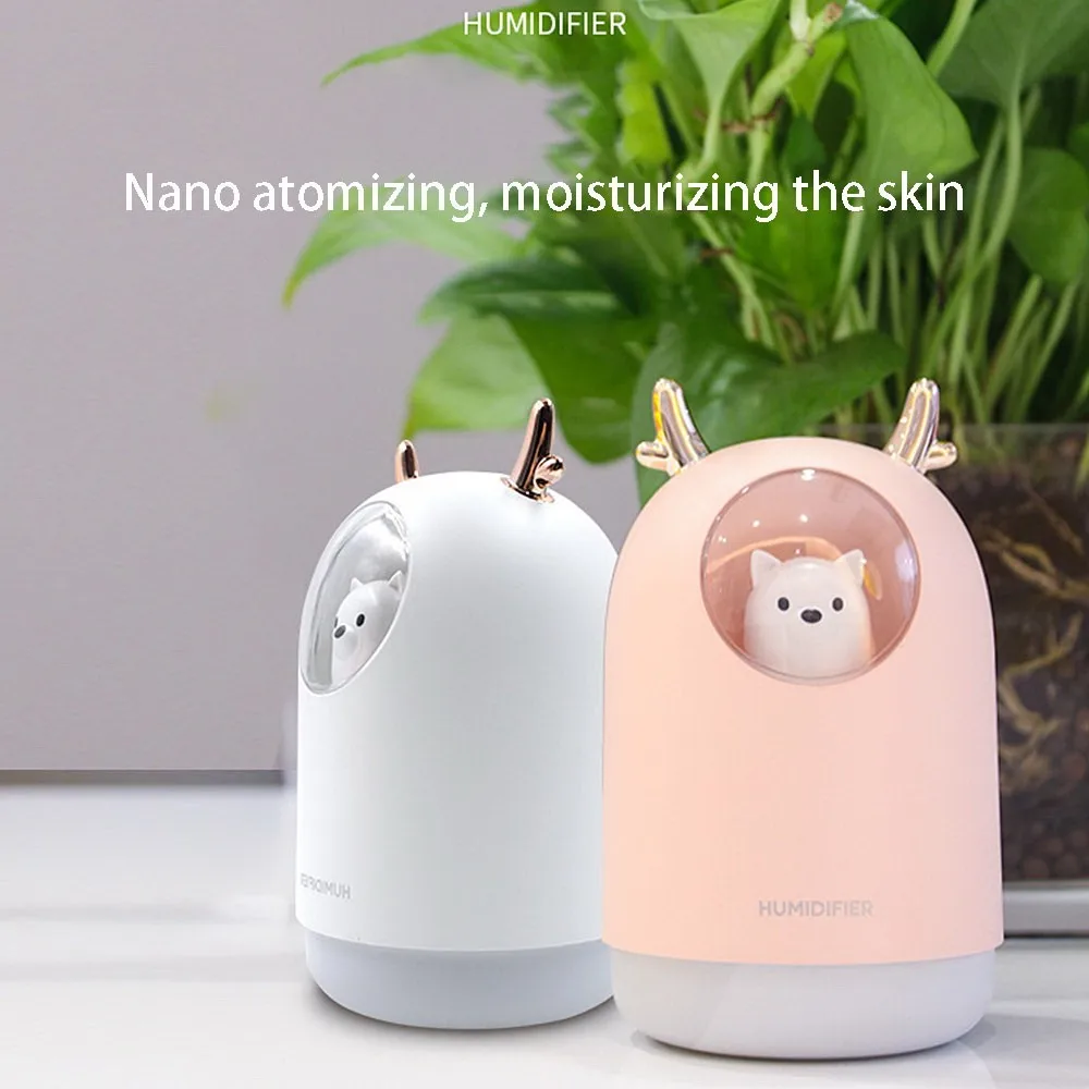 WAOving 300ml Cat Ultrasonic Air Humidifier Aroma Essential Oil Diffuser USB Fogger Mist Maker with LED Night Light for Home Car