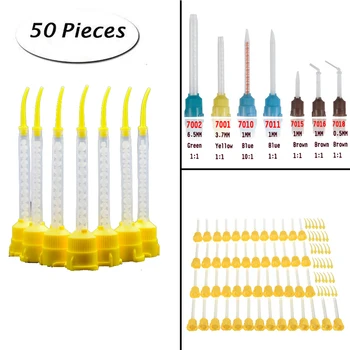 

50 Pcs/Pack Dental Materials 14mm Impression Mixing Tips Temporary Silicon Rubber Dispenser Gun Mix Head Dentist Tools