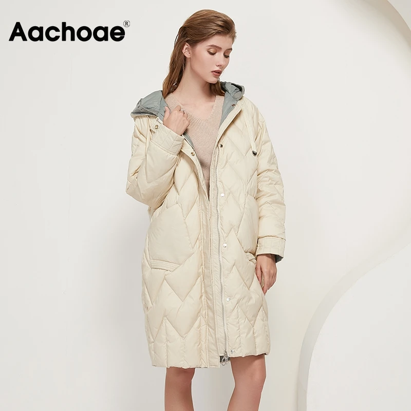 Aachoae 2020 Winter Thick Warm Knit Patchwork Coat