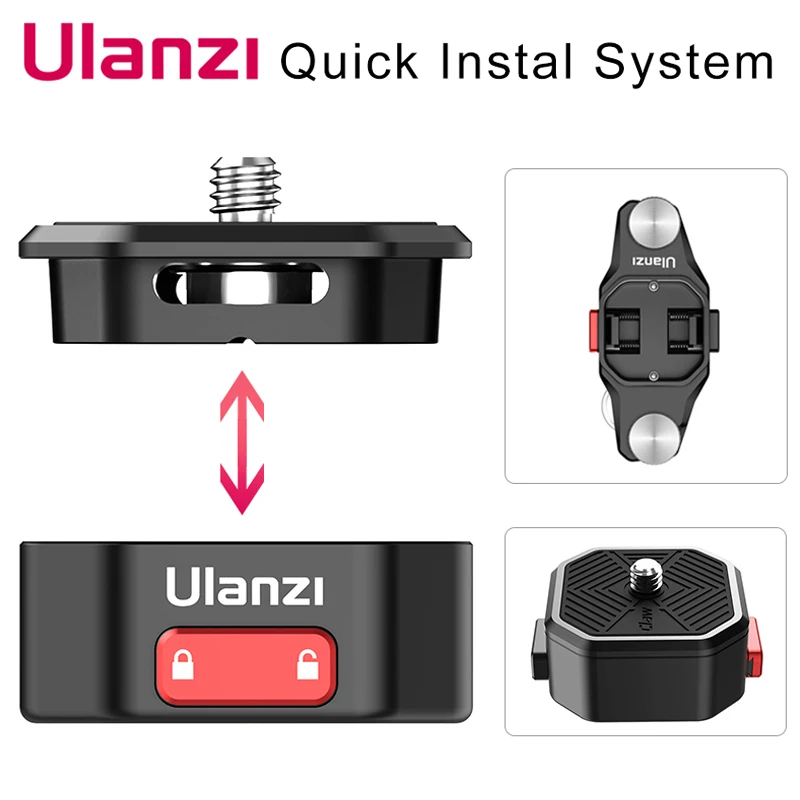 Ulanzi-abrazadera de placa de liberación rápida, sistema de instalación rápida, DSLR, Gopro, cámara de acción, correa de hombro, abrazadera y Correa, Kit de interruptor rápido
