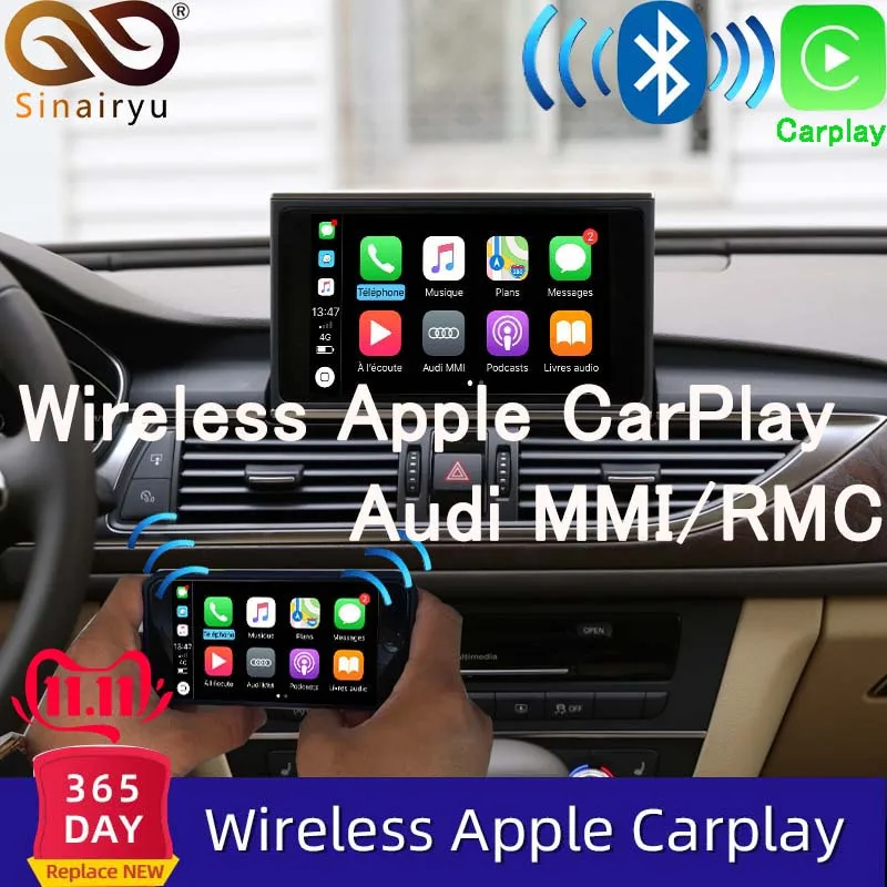 Sinairyu Aftermarket Wireless Apple CarPlay A6 A7 MMI Solution Retrofit with Reverse Camera for Audi