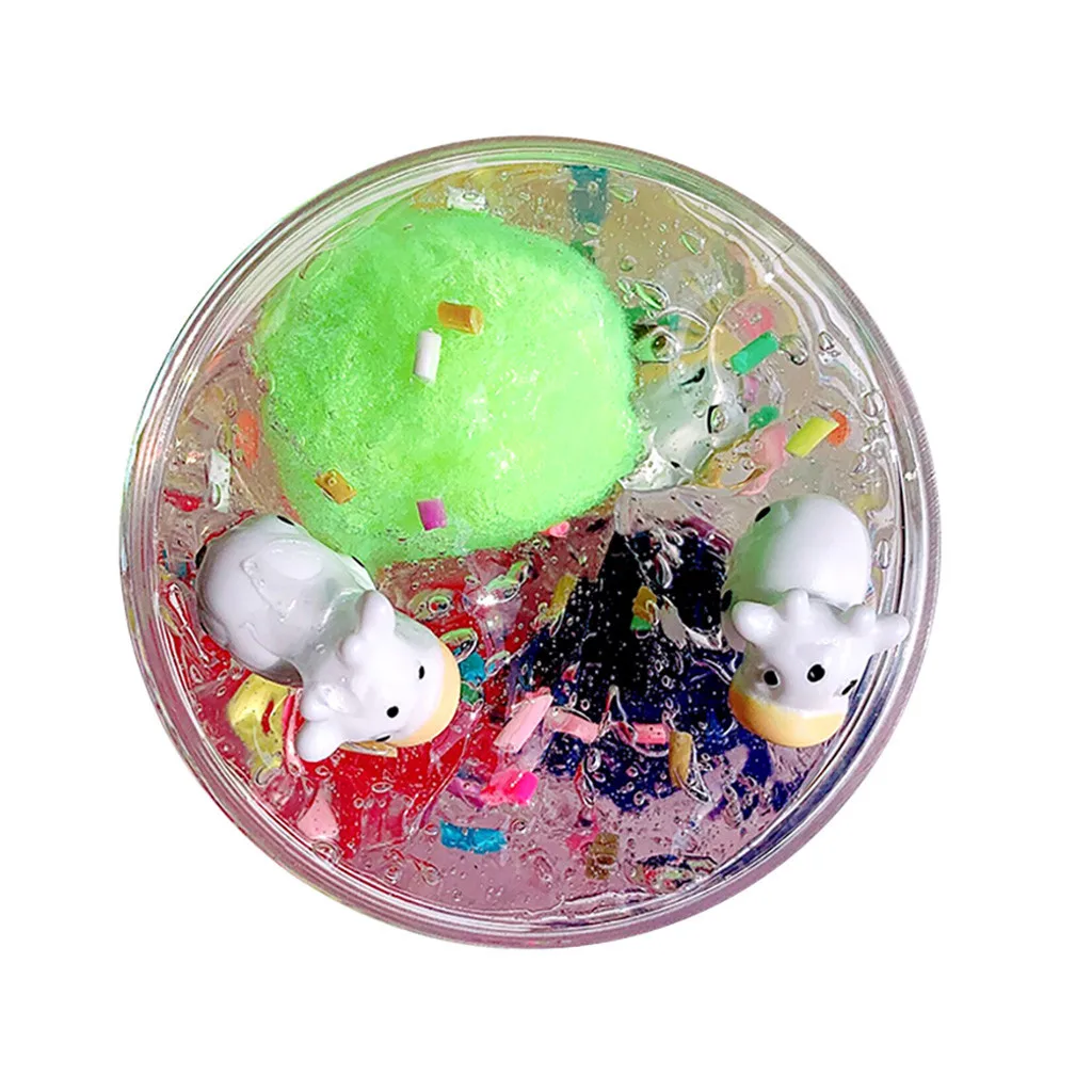 Beautiful Clear Bubblegum Dairy Cow Slime Relief Children Kid Funny Toys Gift Fluffy Slime Crystal Dough #B
