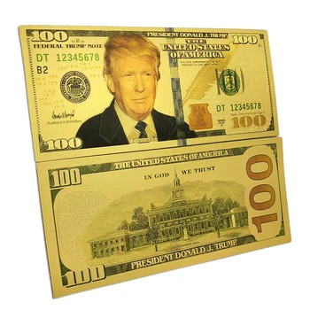 

10pcs/lot USA President Donald Trump Gold Foil Novelty Thousand $100 Dollar Bill Banknote America Fake Paper Money Gift