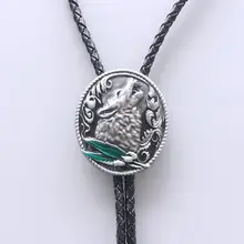 Розничная, друг JEAN'S, винтажный Западный крик волка, Овальный Галстук боло, свадебное кожаное ожерелье,, BOLOTIE-WT013