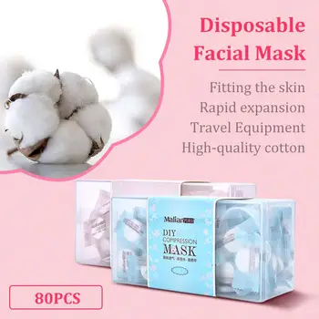 

80 Pcs Compressed Cotton Face Mask Sheet Paper DIY Mask Disposable Mask Paper Skin Care Tool Random Color