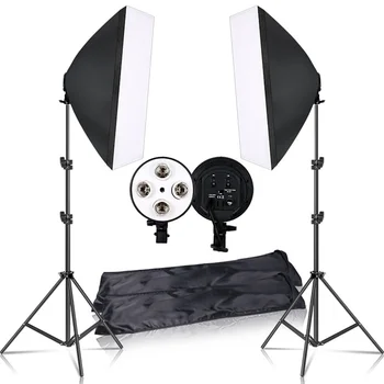 Softbox Light Box Tripod  Lighting Kit 4 Lamp Photography Flash 50x70CM E27 Base Holder Camera Feflector Photo Video Shooting 1