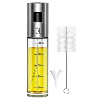

Oil Sprayer Spray Bottle Glass Vinegar Dispenser Mister for Kitchen Salad, Grilling 100Ml,with Bottle Brush and Funnel