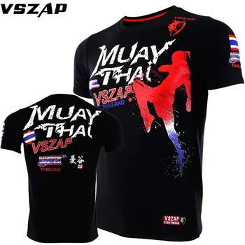 

VSZAP Boxing Jerseys Fight MMA T-Shirt Gym Shorts Boxing Fitness Sport Muay Thai Cotton Breathable T Shirt Men Kick boxing