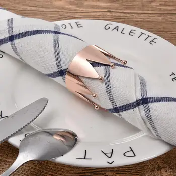 

10pcs/pack Crown Shape Napkin Buckle Multi Function Table Towel Holder Golden Silver Napkin Ring For Wedding Party Banquet Decor