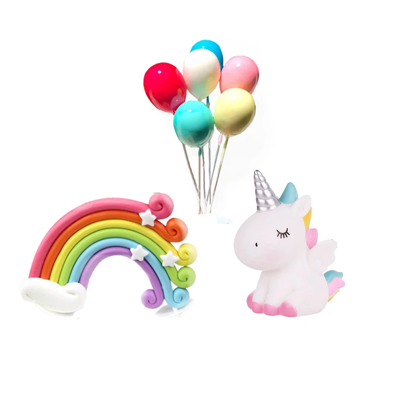 Huhule 8 Pz/Set Unicorn Cake Topper Rainbow Cloud E Balloon Unicorn Party Gift Per Ragazze Cake Decorating Baby Shower Supplies