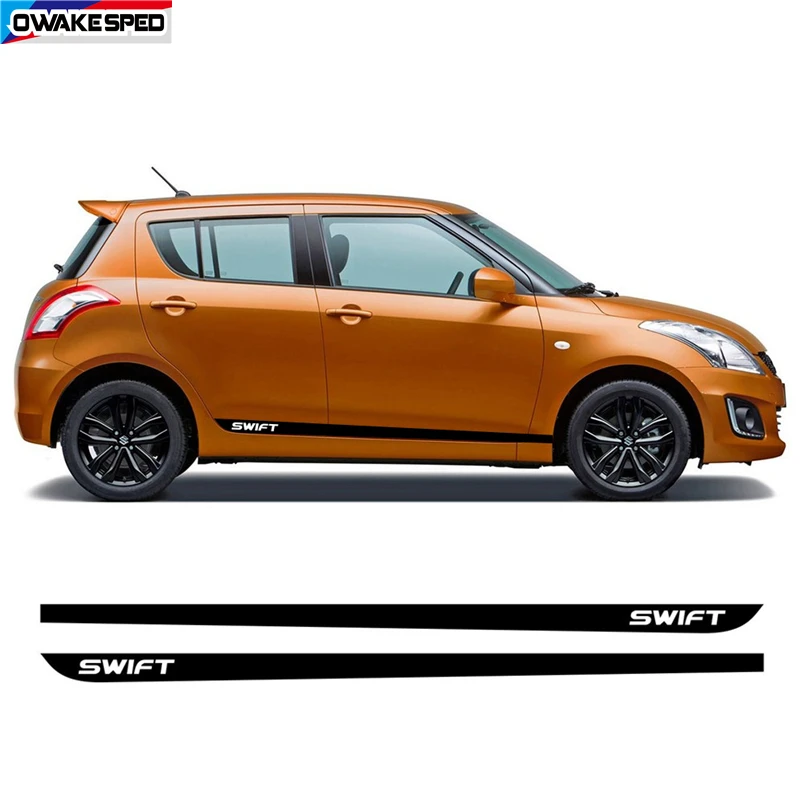 2PCS/Lot Carbon Fiber Sport Stripes Car Door Side Skirt Sticker For Suzuki Swift 3-5 doors Racing Styling Auto Body Decor Decals |