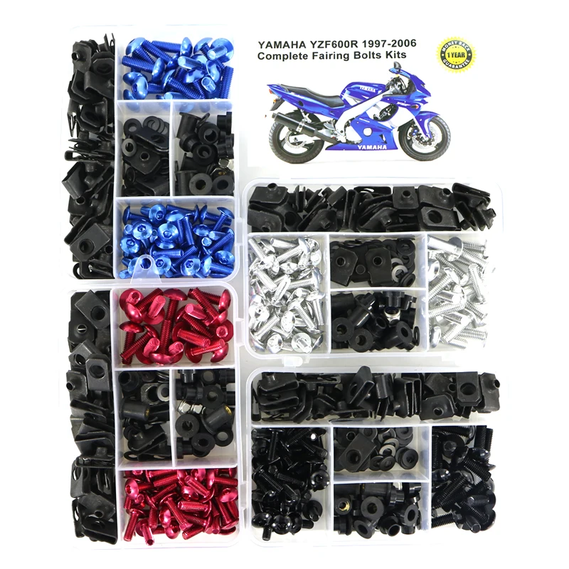 Motorcycle Complete Full Fairing Bolts Kit Fit For Yamaha YZF600R 1996-2007 Bodywork Screws Clips Speed Nuts Covering Bolt | Автомобили и
