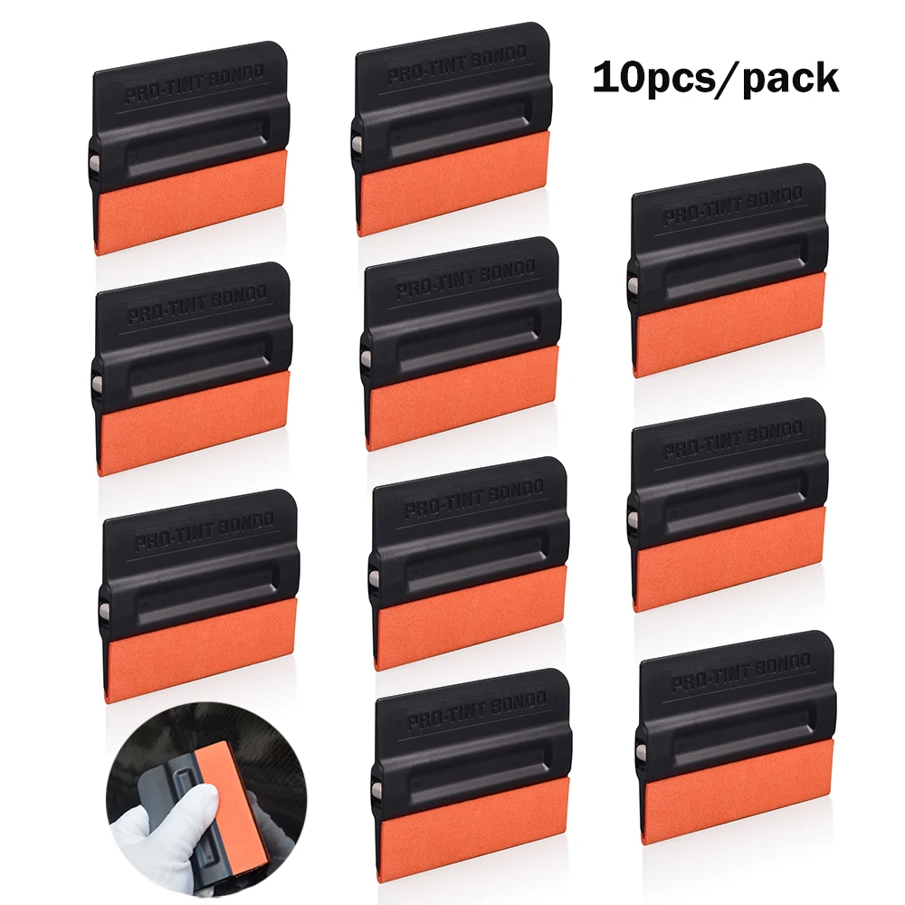 

FOSHIO 10PCS Carbon Fiber Film Wrap Scratch-free Suede Edge Magnetic Scraper Car Vinyl Wrapping Squeegee Window Tinting Tool