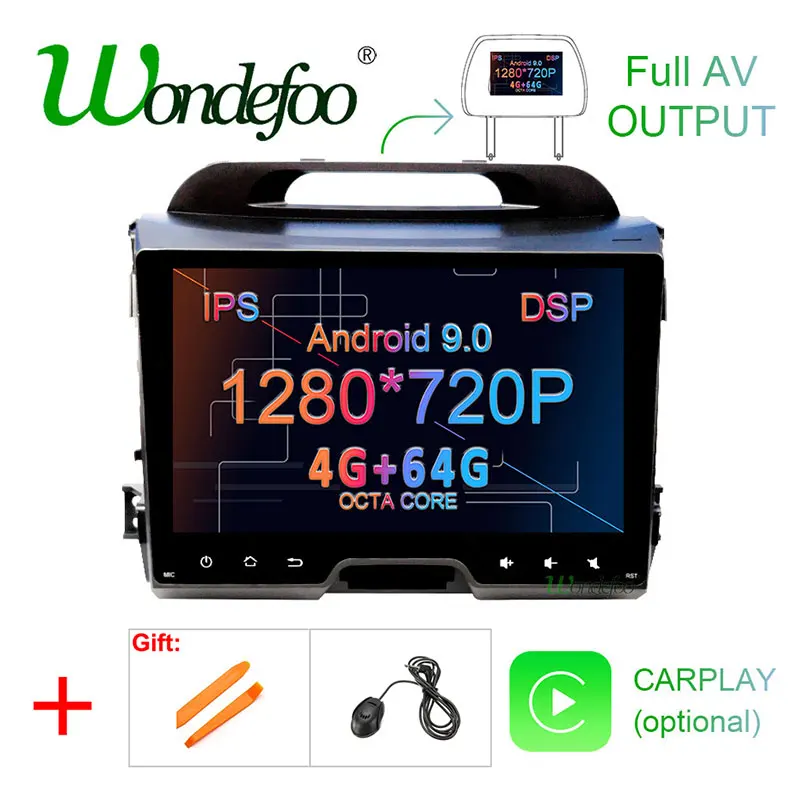 9 &quot4G 64G Android 0 DSP IPS AV выход автомобильный DVD плеер для KIA sportage 2011 2015 GPS экран