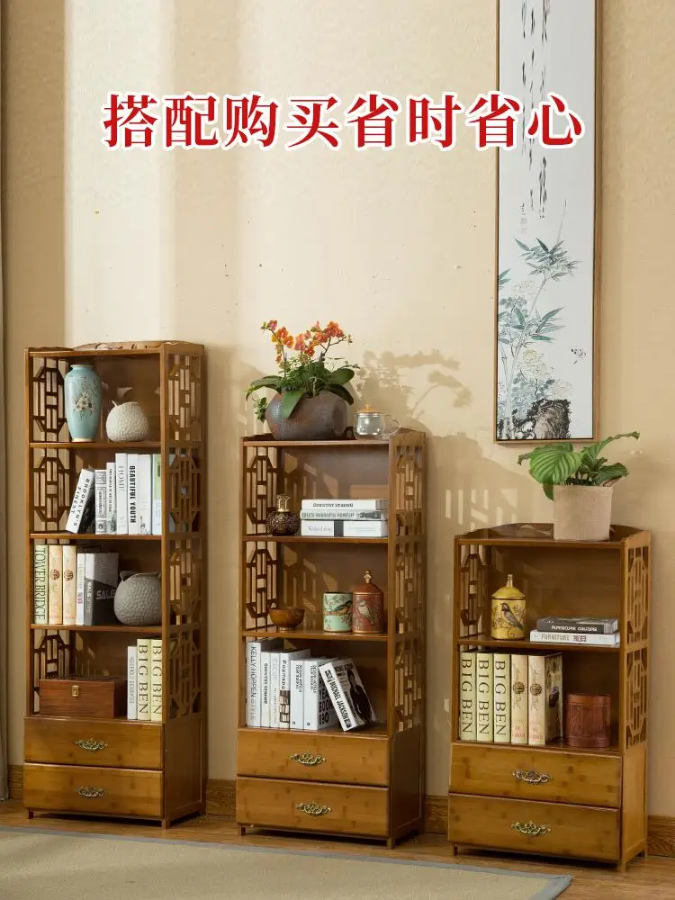 Китайский ящик, книжный шкаф, простая современная комбинированная книжная полка для гостиной, стеллаж для хранения, деревянный пол, простой стеллаж Nanzhu
