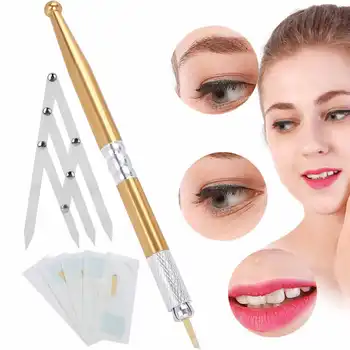 

7pcs/Set Eyebrow Microblading Kit Microblading Makeup Tattoo Manual Pen Permanent Needles Ruler Tattoo Accessories With Box Set