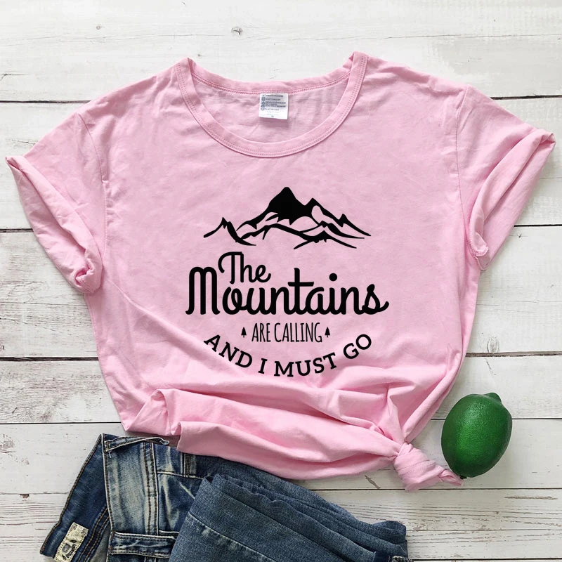 The Mountains Are Calling And I Must Go T-shirt Harajuku Unisex Short Sleeve Vacay Tshirt Fashion Women Graphic Adventure Tops summer shirt