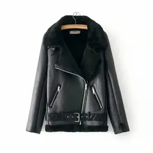Зимняя короткая женская куртка из искусственной кожи, плотное хлопковое пальто с поясом, Кожаная Мотоциклетная бархатная куртка, короткая куртка с отворотом