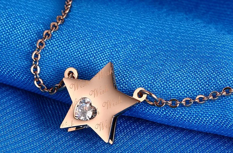 Tanie FXM naszyjnik ze stali nierdzewnej gorący bubel popularny mężczyzna kobieta 13mm pięcioramienna gwiazda kształt kolor róży kochanek prezent kobiety Korea styl