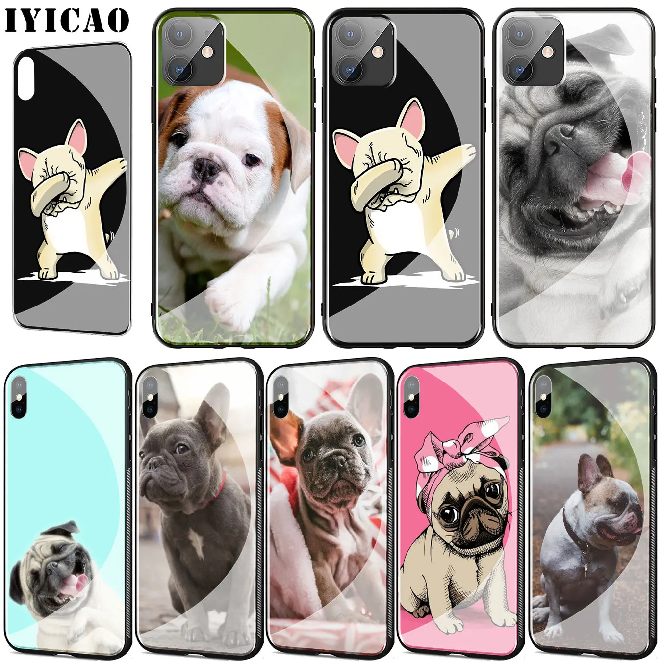 French Bulldog Dog Tempered Glass Phone Case for iPhone 11 Pro XR X XS Max 6 6S 7 8 Plus 5 5S SE Cover |