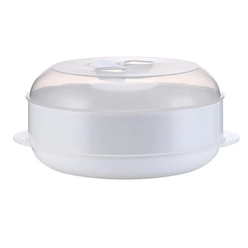 40%HOTRound Single/Double Tier Microwave Food Steamer Kitchen Veggies Fish Cookware