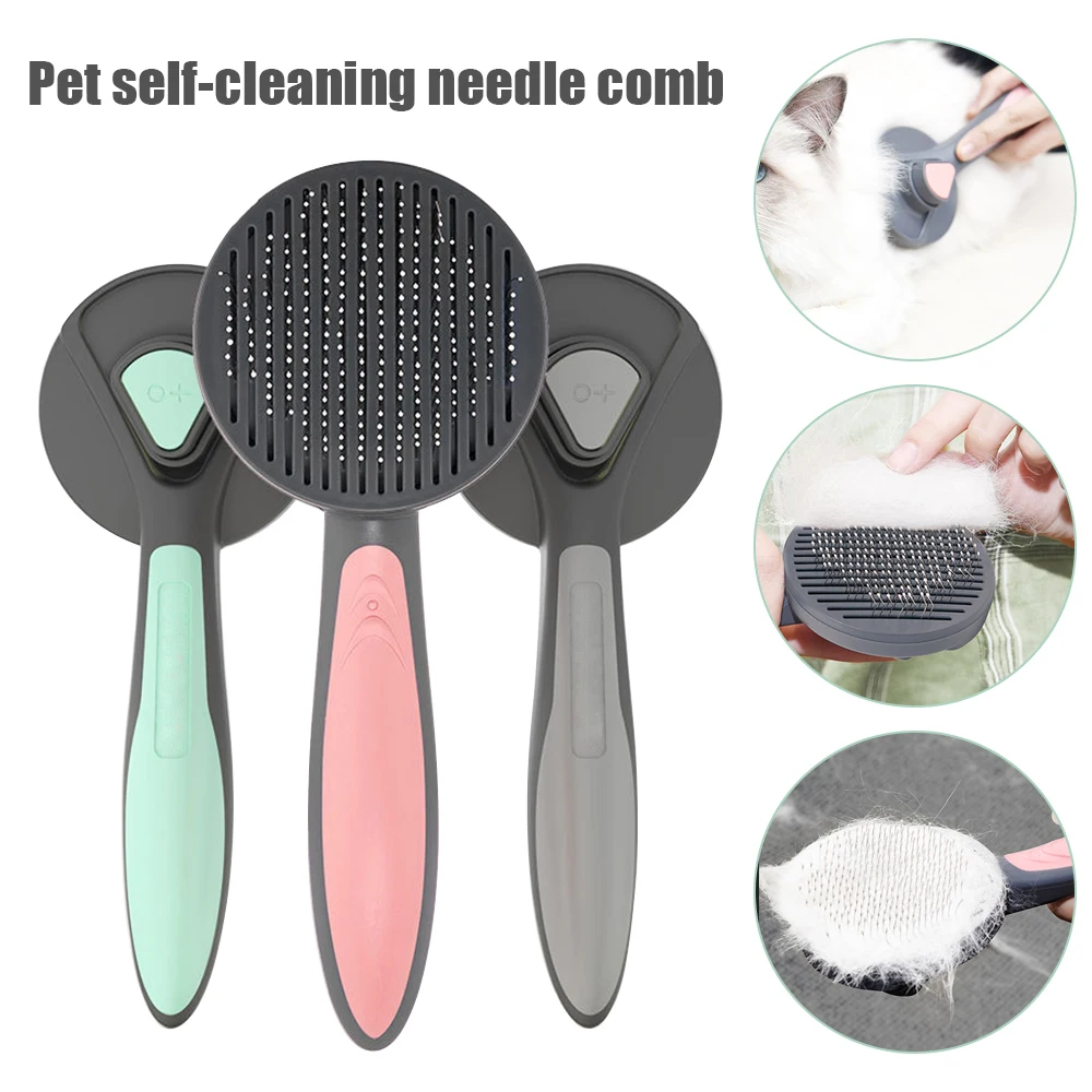Pet Comb Dog Cat Brush Self Cleaning Slicker Grooming Hair Remover