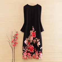 Китайский стиль, женское вечернее платье, осеннее королевское цветочное платье с вышивкой, элегантное женское платье роскошного размера плюс, тонкое платье M-4XL