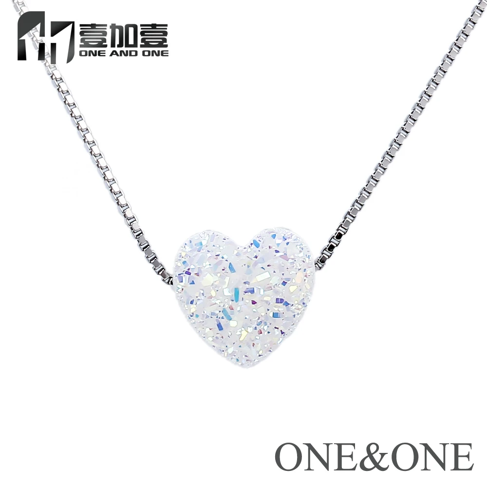 heart A13 Новое поступление, опал, 925 пробы, серебряная цепочка, ожерелье Хамса, 11x13 мм, ожерелье с кулоном, натуральная Друза, модное ювелирное изделие для женщин - Окраска металла: heart A13
