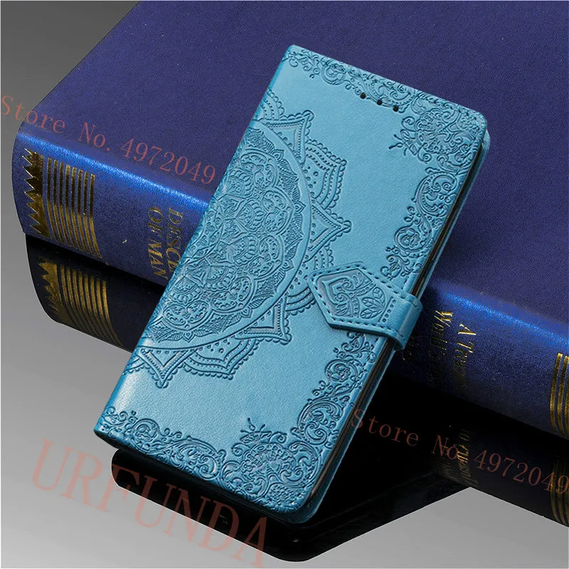 Мандала кожаный чехол-книжка с бумажником для samsung Galaxy A10 A50 A40 A30 A70 A20 S10 E S9 S8 J3 J5 J7 J1 J6 J4 A6 плюс - Цвет: Blue
