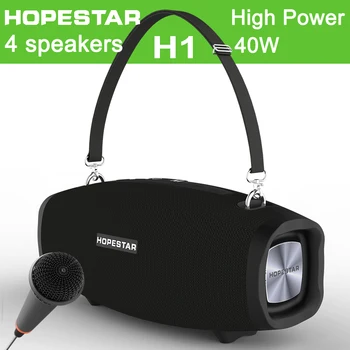 

High Power 40W Bluetooth Speaker Super Big Portable Column Outdoor Super Bass Subwoofer with Power Bank 6000 mAh with Micphone