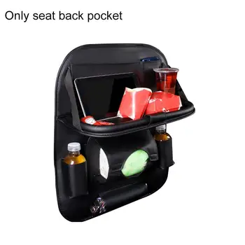 

Black PU Leather Back Seat Organizer Multi-Pocket Storage Bag w/ Car Dining Table