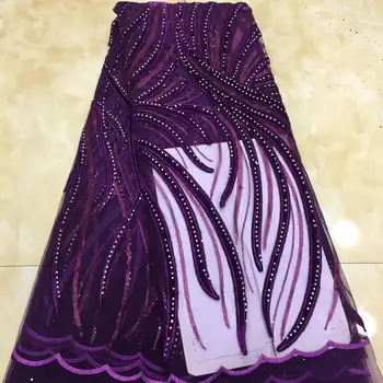 

Madison High Quality Velvet Lace Fabrics Nigerian Tulle Lace Fabric Latest African French Lace Embroidery Stones Lace Fabric