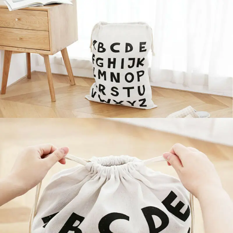 58x48CM Cotton Linen Drawstring Sack Bag Food Clothes Outdoor Travel Storage Hand Bag Sundries Vaccum Compressed Laundry Bag