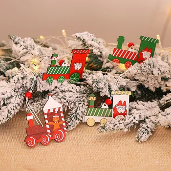 

Embellishment Wooden Pendant 4pcs Christmas Santa Decor Wooden Ornaments