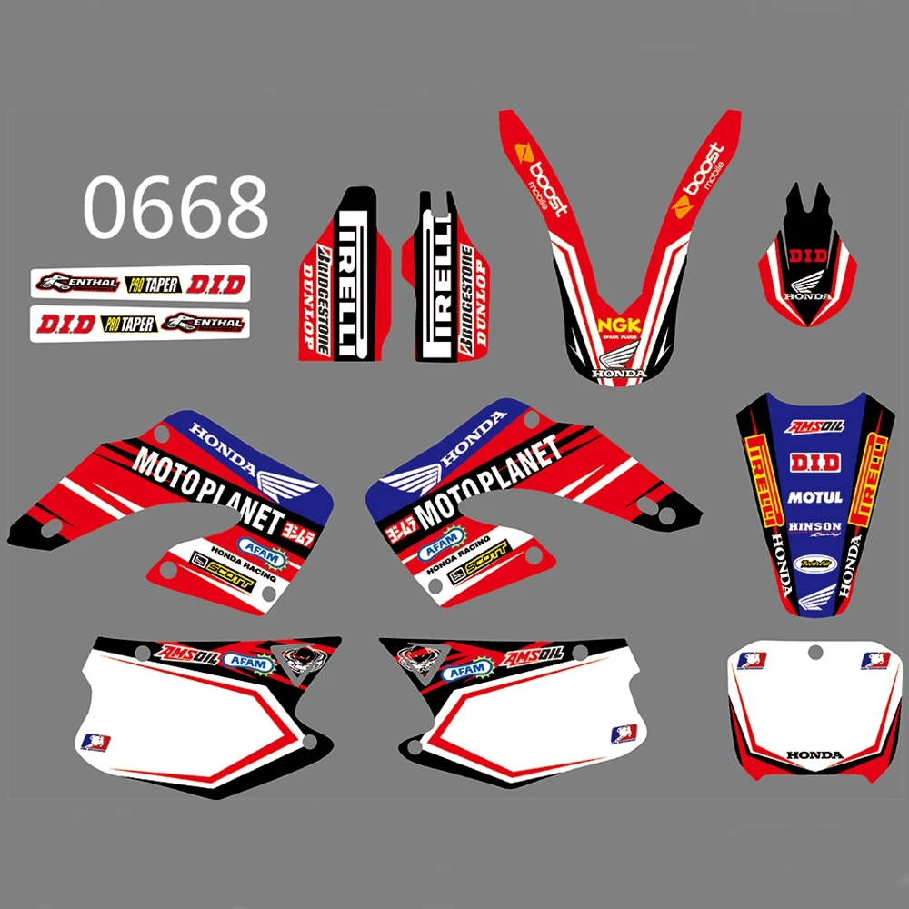 

For HONDA CR125 CR250 2000-2001 Graphics Decals Stickers Custom Number Name 3M Full Motorcycle Backgrounds Stickers Accessories